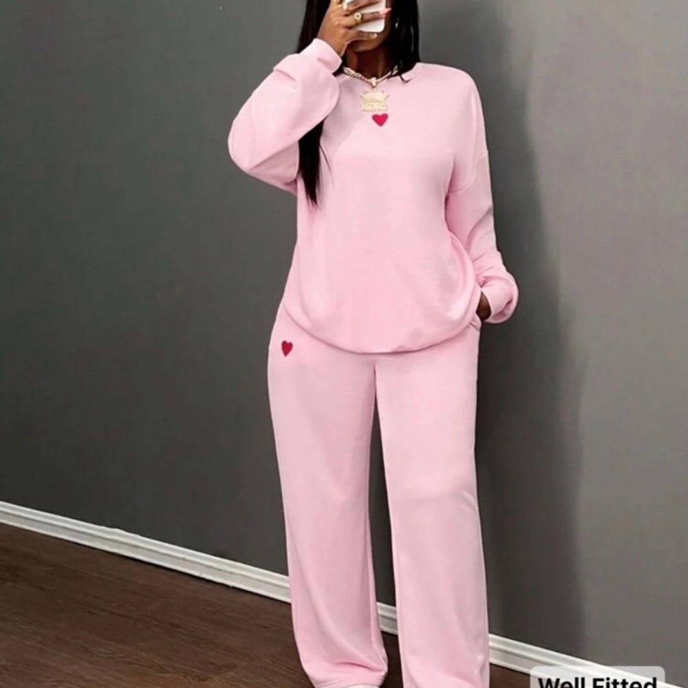 SHEIN Pink Heart Pajama Set